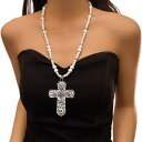 ネックレス レディース 欧米風 パンク ロック ゴシック Y2K サブカル ファッション 個性的 合金製 電気メッキ シルバー パール クロス 十字架 幾何学 ...