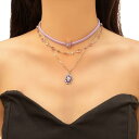 ネックレス レディース 紫 蝶モチーフ 多層 重ね付け チョーカー 鎖骨チェーン 高級感 エレガント 上品 スイート クール フェミニン おしゃれ かわいい 合...