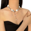 ネックレス レディース 欧米風 白い花モチーフ パール タッセル チョーカー 鎖骨チェーン 上品 エレガント 高級感 軽奢風 気品 個性的 デイリーユース パー...