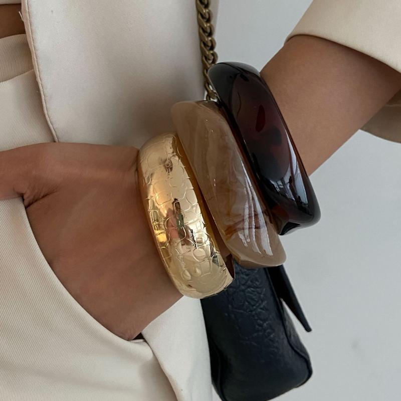 ブレスレット レディース ファッション 多角形 ジオメトリック グラデーション スネーク柄 メタル 鉄 ..