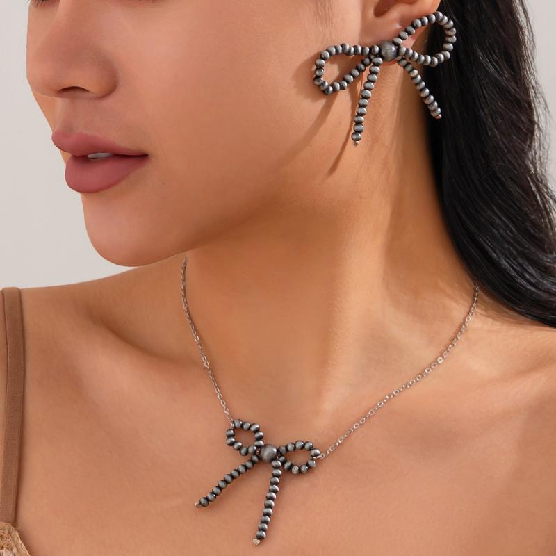 ネックレス レディース ボヘミアン エスニック ターコイズ リボン ビーズ ペンダント チョーカー ウエ..