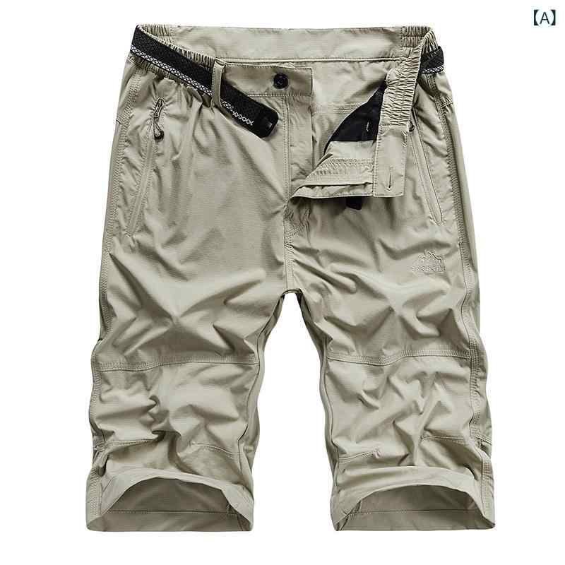 ショートパンツ メンズ カジュアル アウトドア スポーツ レジャー 伸縮性 吸汗速乾 通気性 ドライ ナイロン混紡 ストレート ミドルウエスト 夏 カーキ グレー ブラック グリーン
