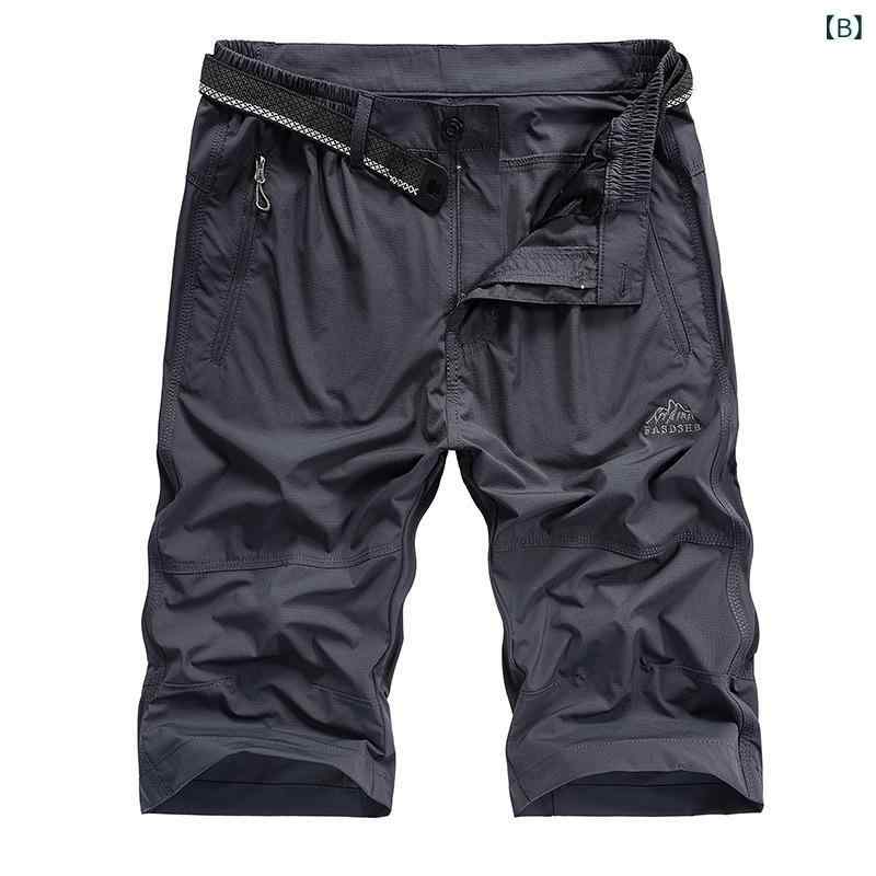 ショートパンツ メンズ カジュアル アウトドア スポーツ レジャー 伸縮性 吸汗速乾 通気性 ドライ ナイロン混紡 ストレート ミドルウエスト 夏 カーキ グレー ブラック グリーン