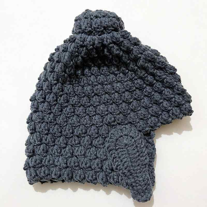 ニット帽 男女兼用 仏様モチーフ おもしろ 個性的 手編み 防寒 防風 保温 耳当て付き アクリルニット ..