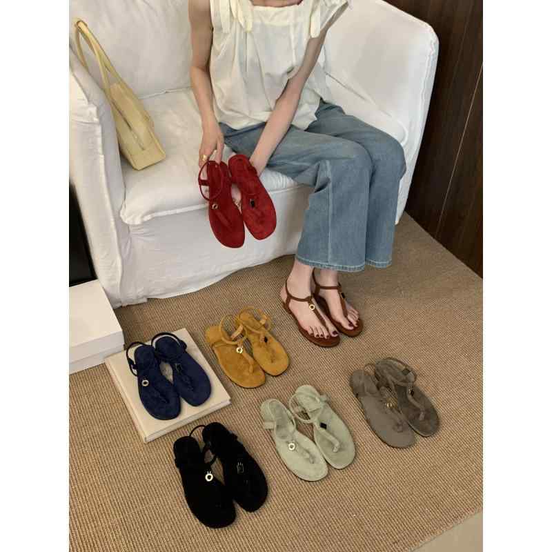 サンダル レディース スクエアトゥ フラットソール トング オープントゥ ワンストラップ 本革 リアルレザー レトロ シンプル きれいめカジュアル 普段使い 高級感 春夏 複数展開