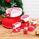 クリスマスオーナメント キャンディブーツ ミニブーツ ギフトバッグ プレゼント袋 小物入れ 卓上飾り 吊り下げ飾り プラスチック製 アメリカン かわいい おしゃれ イベント パーティー ディスプレイ