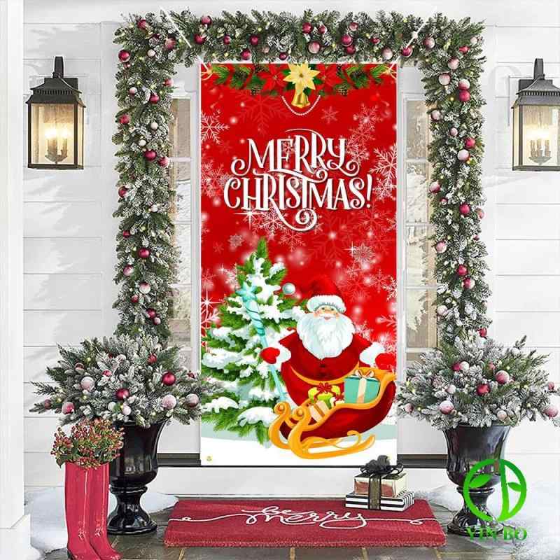 タペストリー クリスマス ドアカーテン フラッグ 屋外 室内 写真撮影 背景 装飾布 クリスマスツリー サンタクロース ポリエステル製 ウォールバナー