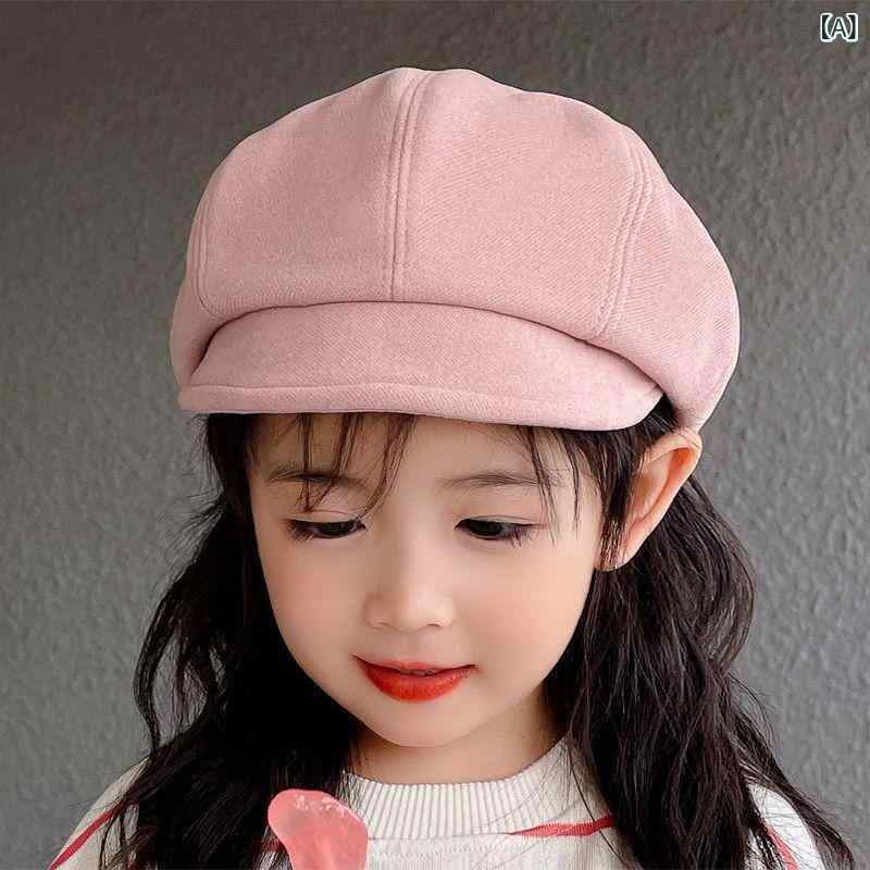 ベレー帽 キッズ ベビー 男の子 女の子 子供用 帽子 ウール フェルト 八角形 キャスケット 秋冬春 おしゃれ かわいい 韓国ファッション 小顔効果 サイズ調節可能