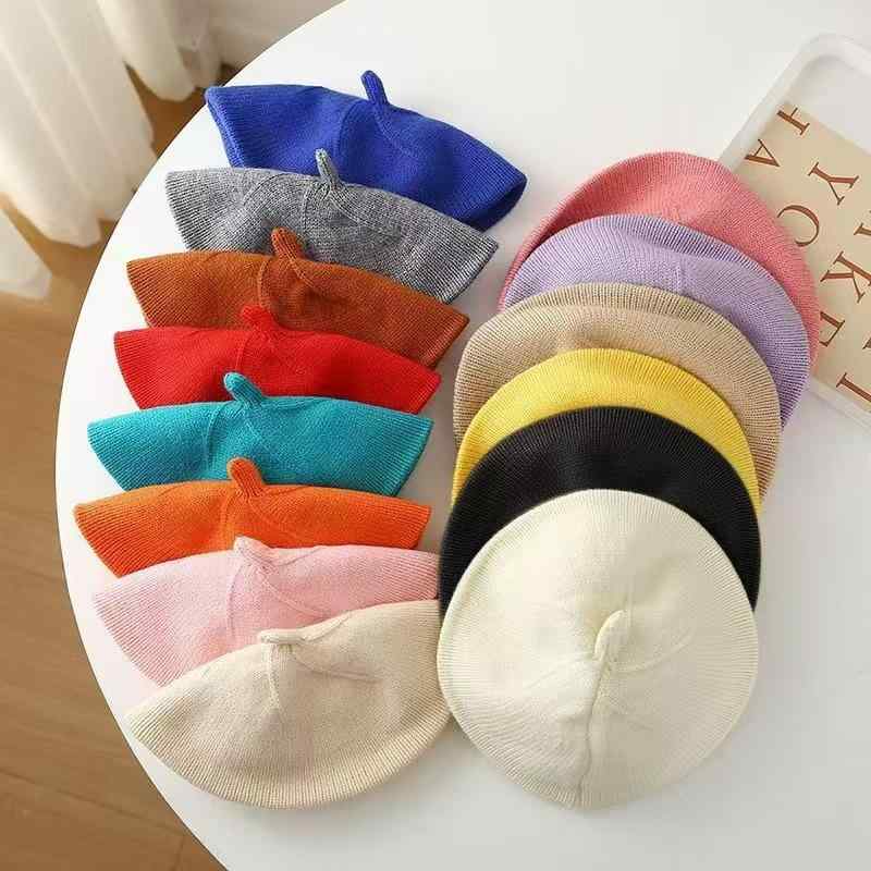 ベレー帽 ベビー キッズ 男の子 女の子 新生児 春秋 ニット コットン ポリエステル混 画家帽 かわいい ..