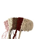 キッズ 女の子 ベビー 秋冬 ニット帽 ミニショルダーバッグ セット 透かし編み かぎ編み 花柄 フリンジ タッセル 紐付き ラウンドトップ タイダイ染め かわ...