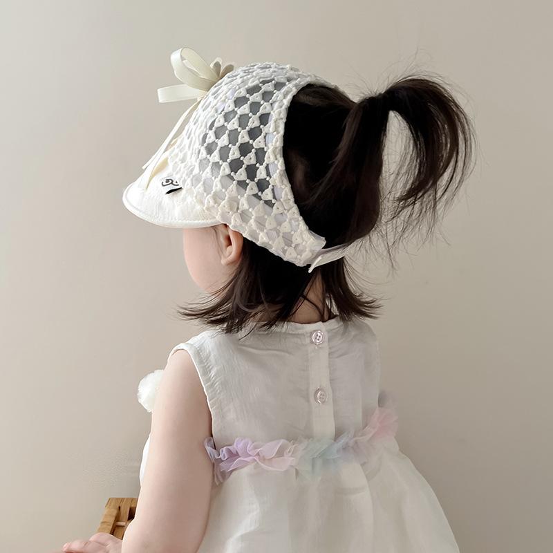 サンバイザー ベビー 女の子 春夏 薄手 つば広 メッシュ 通気性 コットン 日よけ UVカット 紫外線対策 ..