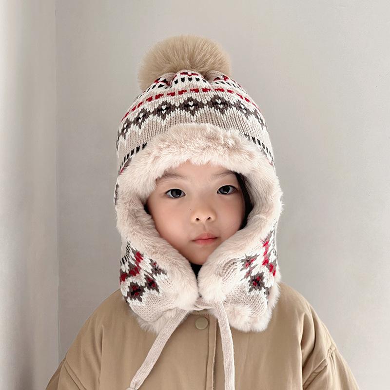 キャップ キッズ 男女兼用 男の子 女の子 秋冬 防寒 厚手 もこもこ ボア ニット帽 保温 暖かい 耳あて..