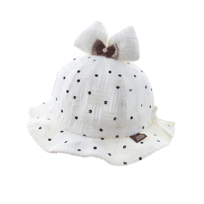 ベビー 女の子 バケットハット 乳幼児 低月齢 春夏 お出かけ かわいい リボン ドット柄 つば広 日よけ ..