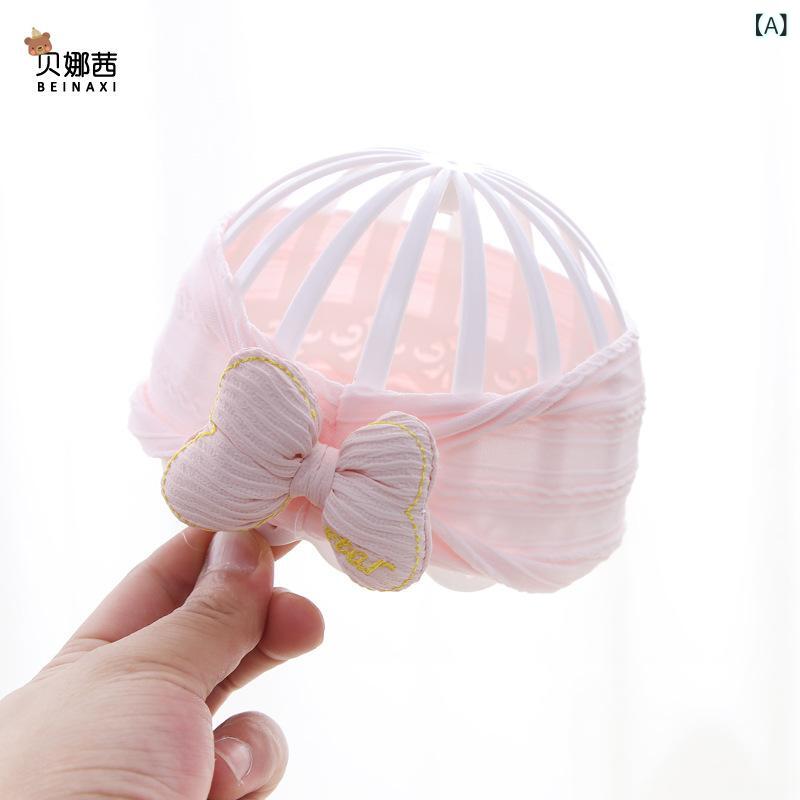 ベビー 帽子 赤ちゃん 新生児 夏用 薄手 軽量 綿 通気性 泉門保護 かわいい キャラクター リボンヘアバ..