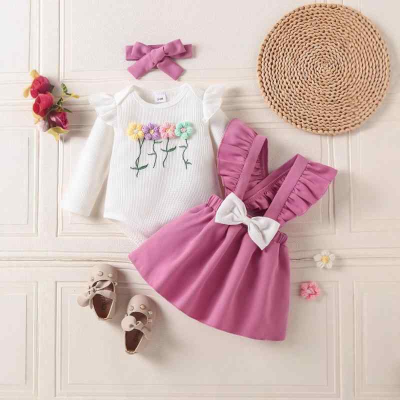 子供服 女の子 ベビー キッズ ガールズ 3点セット セットアップ アンサンブル 長袖 ロンパース ボディ..