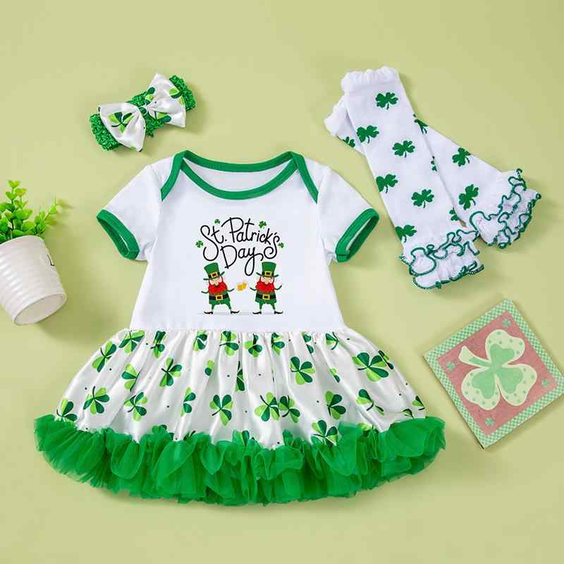 ロンパース ベビー 女の子 綿 コットン ドット柄 水玉模様 半袖 プリンセス風 ドレス ワンピース 上下セット グリーン 夏 柔らか素材 普段着 お出かけ 新生児 乳幼児