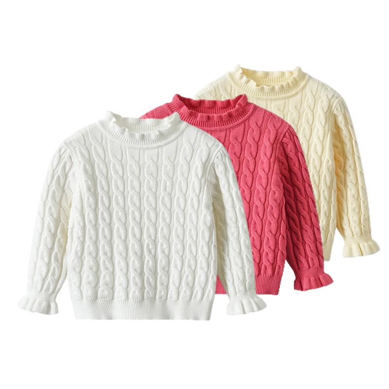 セーター 女の子 女の子 ニット トップス 秋冬 コアヤーン 再生繊維 ケーブル編み アラン編み メロウフ..