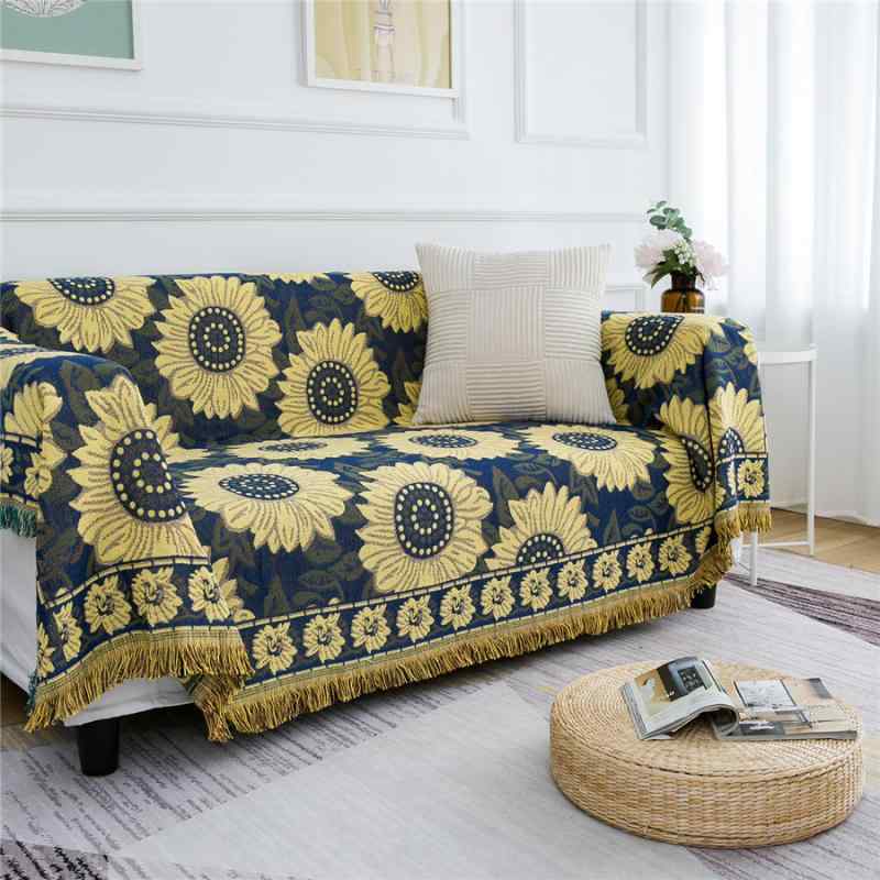 ソファカバー マルチカバー リバーシブル 厚手 アジアンテイスト ジャガード織り 植物柄 花柄 ポリエステル綿混 ソファスロー テーブルクロス アウトドアブランケット キャンプ レジャーシート リビング オールシーズン