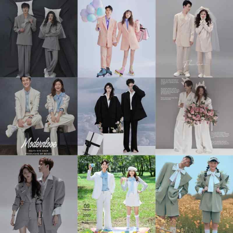 セットアップ カップル 男女兼用 フォトスタジオ撮影 テーマ衣装 インフルエンサー ファッション雑誌風..