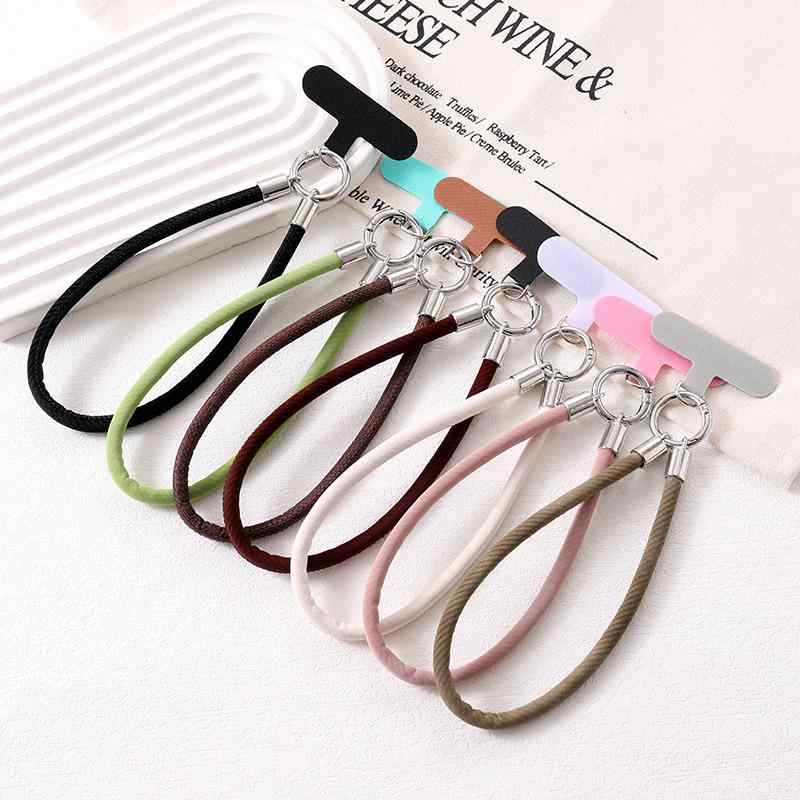 スマホチャーム PUレザー 合皮 高級感 ショートタイプ リストストラップ 手首用 紛失防止 落下防止 フ..