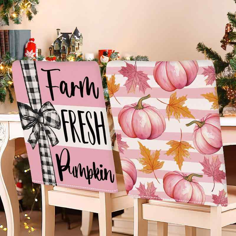 チェアカバー 収穫祭 感謝祭 秋 デコレーション 装飾 ダイニング 椅子カバー ポリエステル フランネル ..