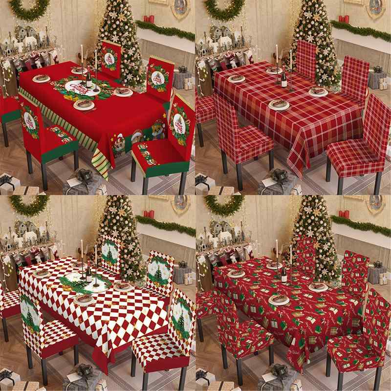 テーブルクロス クリスマス ホリデー 食卓用 椅子カバー テーブルランナー セット カートゥーン柄 プリ..