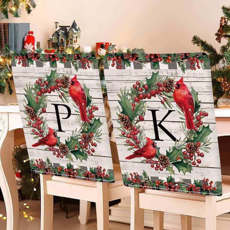 ダイニングチェア 背もたれカバー クリスマス カートゥーン柄 起毛素材 ポリエステル製 北欧風 おしゃれ かわいい デコレーション ホリデー パーティー 食卓演出 冬