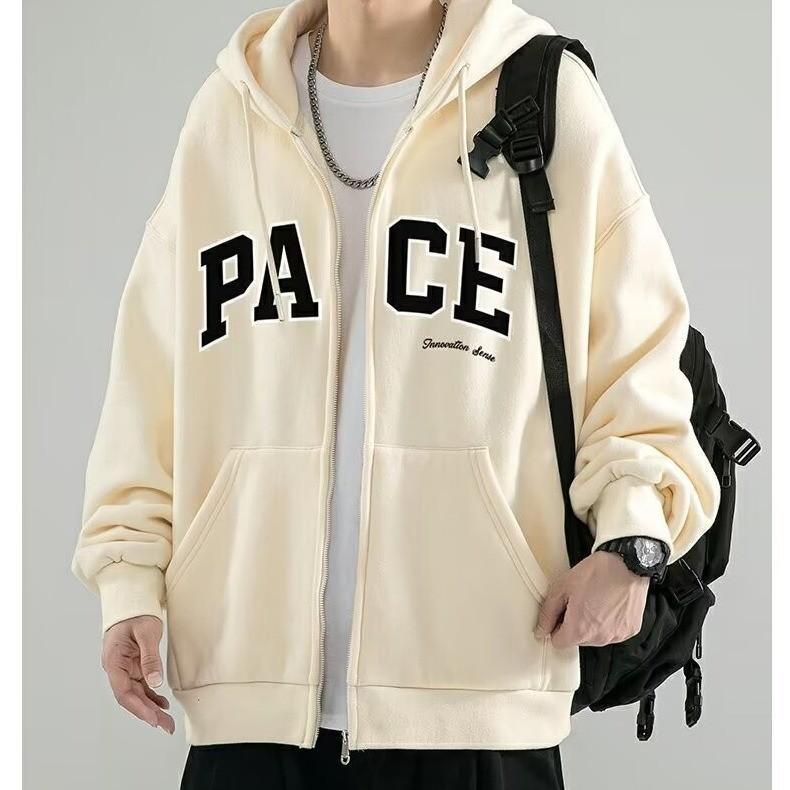 パーカー メンズ ストリート系 プリント柄 ジップアップ フーディー アメカジ オーバーサイズ ルーズフィット 薄手 軽量 春秋 スウェット トップス 普段使い ポリエステル 羽織り カジュアルスタイル(4)