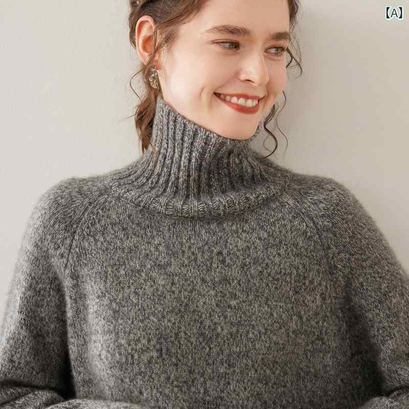 セーター レディース 杢調 厚手 ハイネック ニット プルオーバー ゆったり ルーズフィット もちもち ソフトタッチ あったか 秋冬 通勤 オフィス きれいめ エレガント
