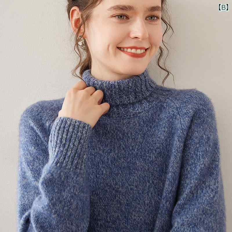 セーター レディース 杢調 厚手 ハイネック ニット プルオーバー ゆったり ルーズフィット もちもち ソフトタッチ あったか 秋冬 通勤 オフィス きれいめ エレガント