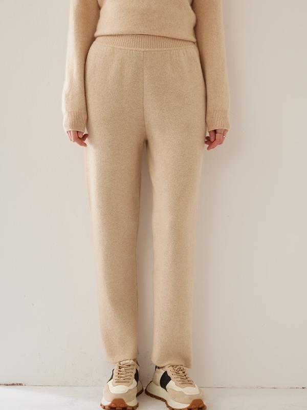 ニットパンツ レディース ハイウエスト テーパード 厚手 保温 暖かい ストレッチ 無地 シンプル 秋冬 カジュアル 普段使い ルームウェア 長ズボン ボトムス