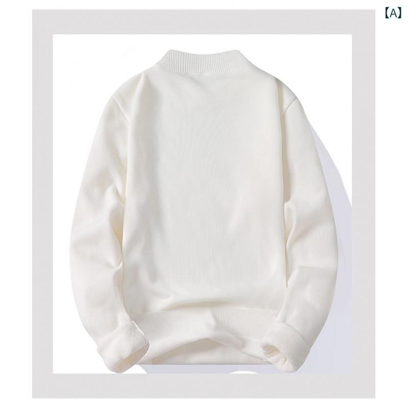 ニット メンズ 男性用 秋冬 裏起毛 セーター 無地 ゆったり カジュアル インナー トップス レイヤード 長袖 モックネック ハーフネック ポリエステル素材 ウォッシャブル 洗濯可能 暖かい 普段使い デイリーウェア