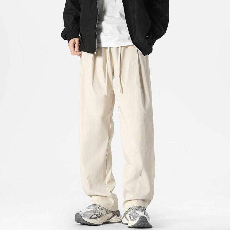 パンツ メンズ 春夏 レトロ ヴィンテージ風 ドレープ感 ゆったり ルーズ ストレート ワイドシルエット 無地 カジュアル ロングパンツ ストリートファッション 普段使い ペア 着回し ミドルウエスト ノンストレッチ