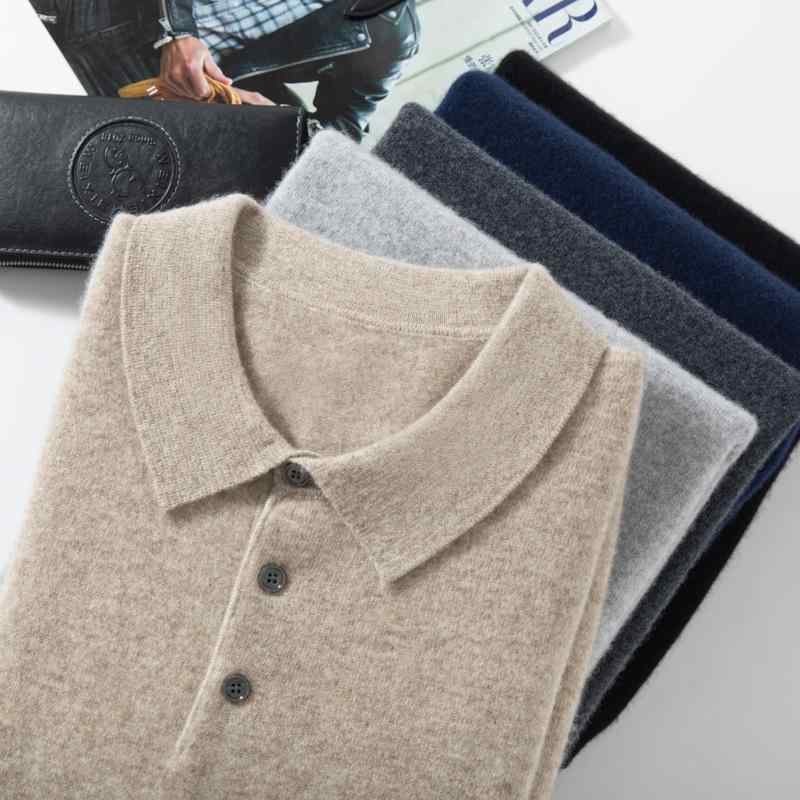 ニット メンズ ポロシャツ 秋冬 ウールブレンド 柔らかい肌触り 長袖 シャツ襟 レギュラーフィット ビジネスカジュアル デイリーユース セーター トップス