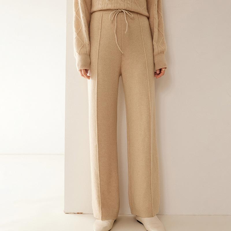 パンツ レディース 秋冬 ニット ハイウエスト ゆったり フレア ワイドパンツ 細見え 美脚効果 着痩せ ..