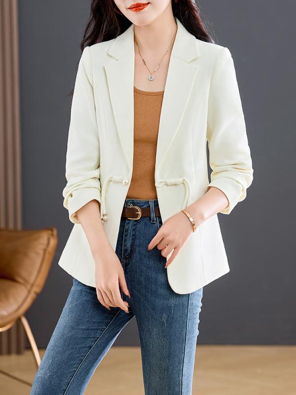 ジャケット レディース レトロ ネオチャイニーズスタイル チャイナボタン 個性的 ショート丈 アウター テーラードカラー シングルボタン スリムフィット 切り替え 長袖 カジュアル 通勤 オフィス トップス 秋冬