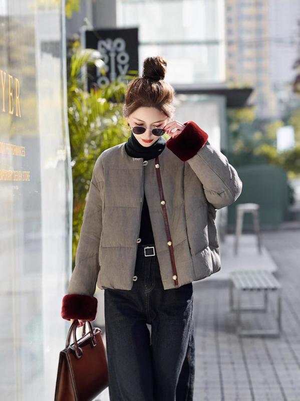 ダウンジャケット レディース 上品 エレガント ダウン 防寒 保温 厚手 ゆったり オーバーサイズ ミドル丈 ジップアップ 袖ファー取り外し可能 秋冬 カジュアル アウター