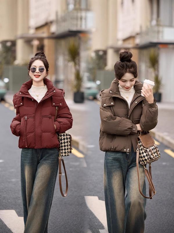 ダウンジャケット レディース ショート丈 秋冬 韓国ファッション フード付き 小柄 低身長向け ゆったり オーバーサイズ 厚手 ダウン 防寒 保温 アウター