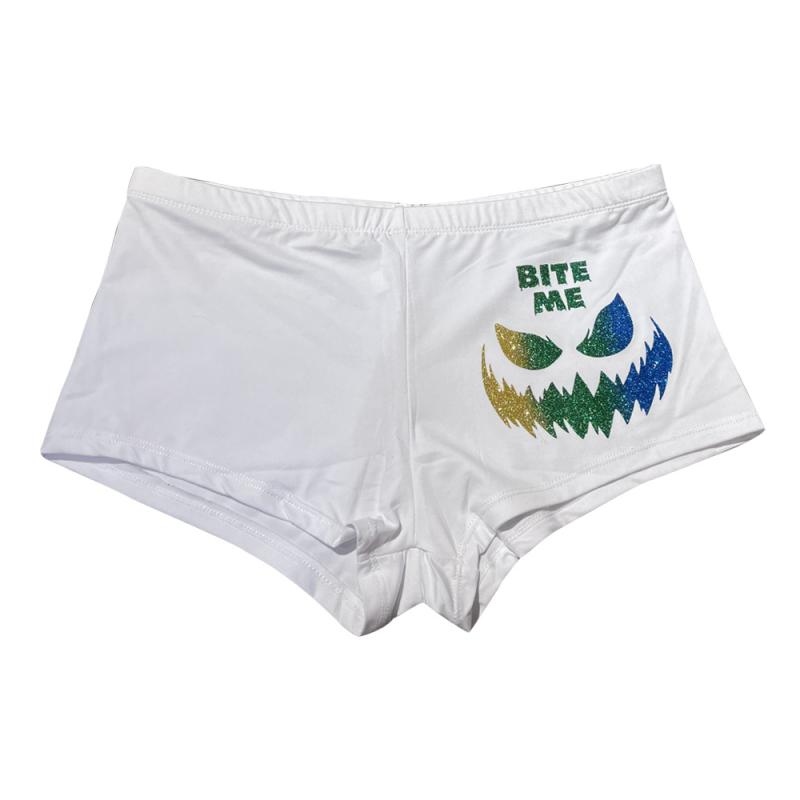 ショーツ レディース パンティー 下着 ハロウィン 蛍光プリント セクシー 大きいサイズ 再生繊維 綿 シームレス ローライズ ニット 通気性 若年女性 インナー 普段使い