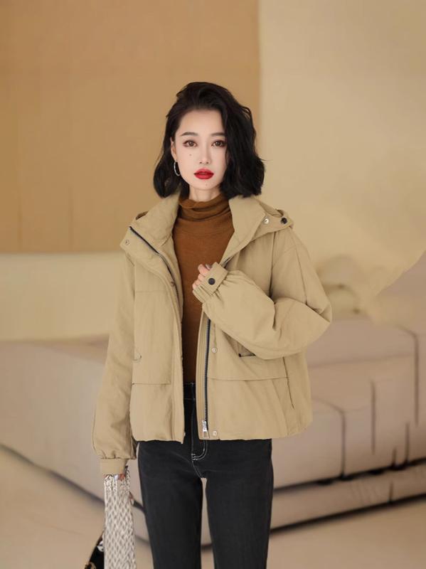 ダウンジャケット レディース 女性用 秋冬 白鴨羽毛 大きいサイズ ゆったり ルーズフィット ミドル丈 フード付き 厚手 暖かい 軽量 韓国ファッション カジュアル ポケット ジッパー おしゃれ 着回し ブラック モカピンク