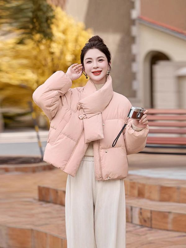 ダウンジャケット レディース 秋冬 ショールカラー トグルボタン ダウン 保温 防寒 アウター ゆったり オーバーサイズ ショート丈 小柄向け カジュアル 大人用