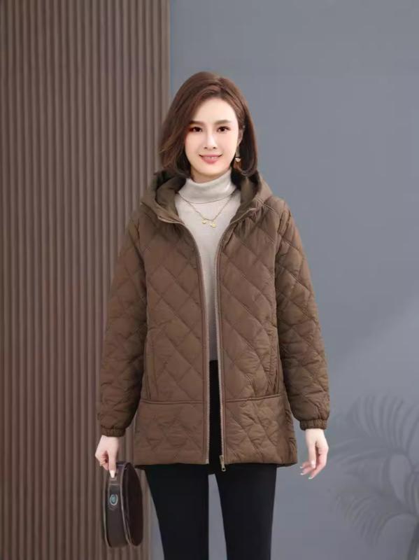中綿ジャケット レディース フード付き キルティング ゆったり ルーズフィット 大きいサイズ 保温 暖かい 厚手 ママ カジュアル ミドル丈 着痩せ効果 韓国ファッション 秋冬