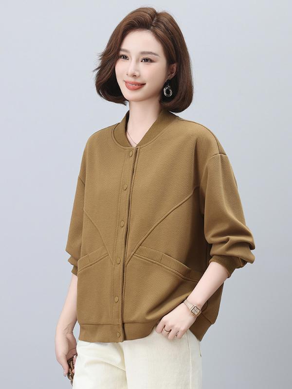 アウター レディース 秋 上品 きれいめ おしゃれ シンプル ドロップショルダー スタンドカラー 長袖 シングルボタン 無地 切り替え 体型カバー 細見え カジュアルスタイル ポケット ポリエステル ミドル丈 ブラック イエロー