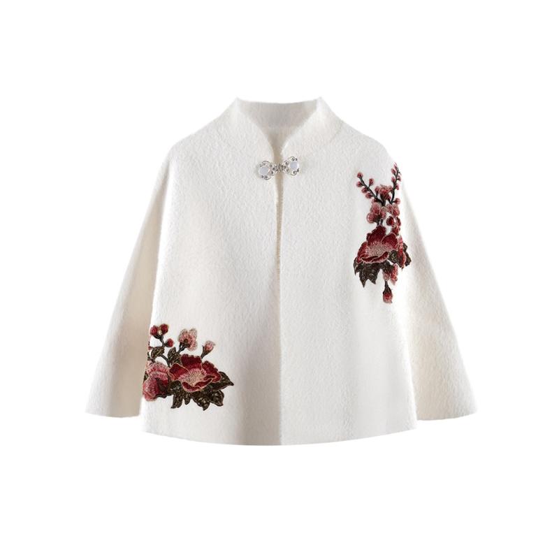 ケープ レディース 秋冬 保温 フェイクミンクファー 刺繡 礼装 フォーマル パーティー 普段使い ゆったり アウター 高級感 チャイナドレス用 ポンチョ ショール 羽織り アクリル 人工ウール