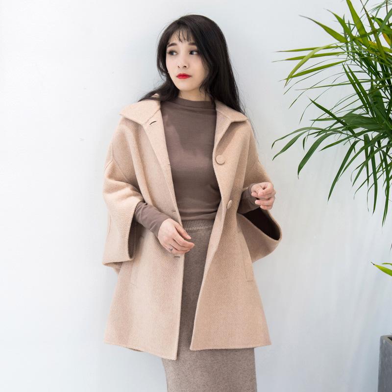 ポンチョコート レディース 秋冬 ウール スタンドカラー ケープ ゆったり オーバーサイズ 細見え 体型カバー ロング丈 きれいめ 上品 通勤 オフィス ベージュ