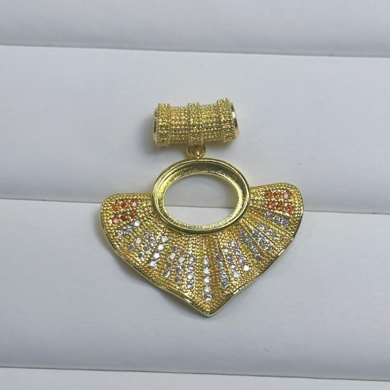 ネックレス アクセサリー 欧米風 傘型 ゴールド ジルコニア カルセドニー 銅製 電気メッキ加工 空枠 DI..