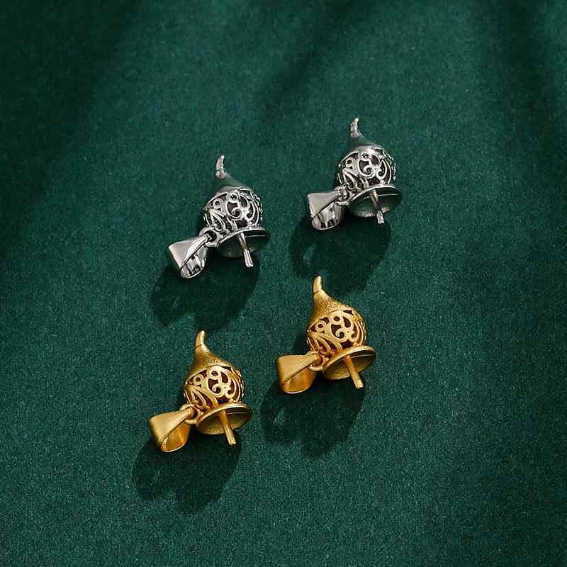 ネックレスパーツ DIY用 淡水パール 琥珀 翡翠 丸玉 空枠 セッティング ペンダントトップ金具 瓢箪型 ..