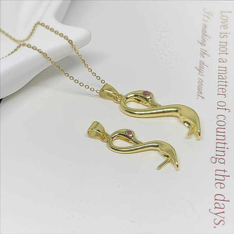 DIYパーツ ネックレスチャーム ペンダントトップ 銅製 18K本金メッキ 電気メッキ加工 スワン 白鳥 両面..