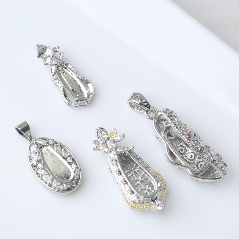 ペンダントトップ 翡翠 石用 福豆モチーフ 縁起物 豆型 空枠 石座 裏蓋付き 多サイズ レトロ 中国風 ア..