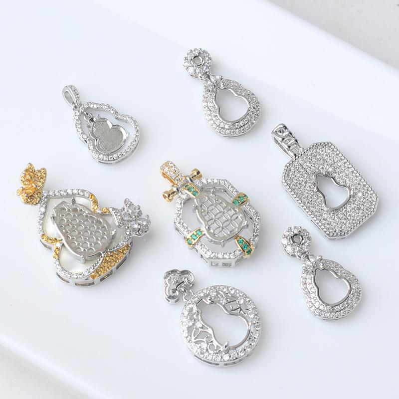 ネックレス 瓢箪型 ペンダントトップ 空枠 台座 未セッティング 汎用 翡翠 カルセドニー ブルージェイ..